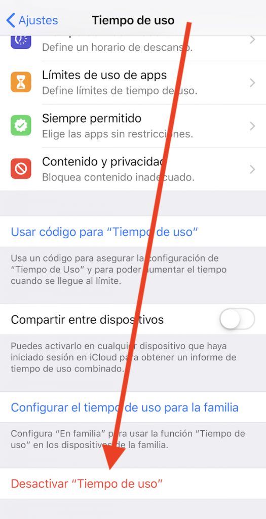 Cómo desactivar Tiempo de uso en iPhone y iPad