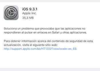 Actualización iOS 9.3.1