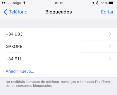 Bloquear un número en iPhone