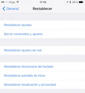 restablecer iphone ios 9