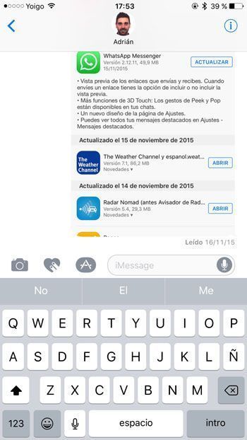 Confirmación de lectura en iMessage