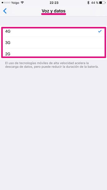 iPhone Datos celulares 2