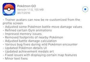 actualizacion pokemon go 1.1.0