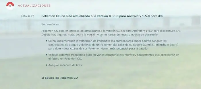 actualizacion pokemon go 1.5.0 ios