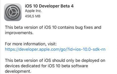 ios 10 beta 4