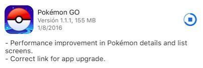 pokemon go 1.1.1 novedades