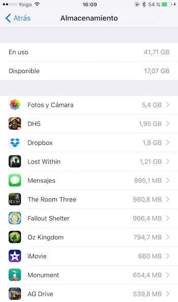 Cómo saber cuánto espacio tengo libre en iPhone