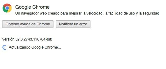 google chrome actualizacion