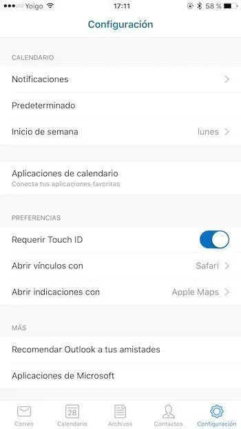 touch id outlook ios