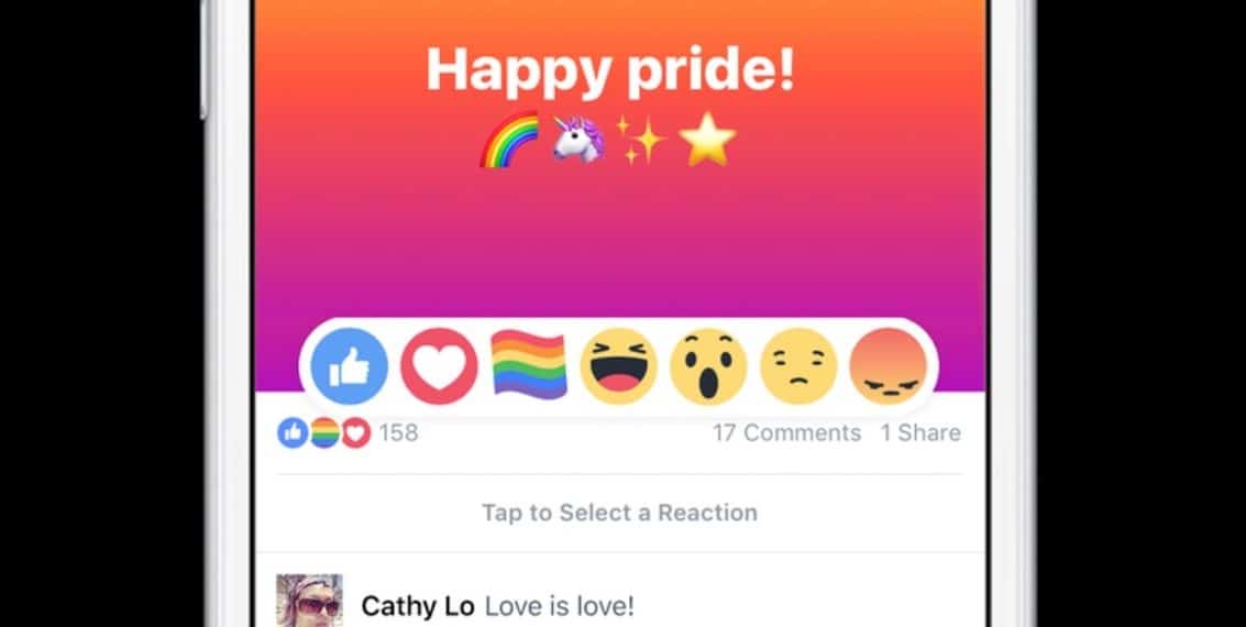activar la reaccion de la bandera LGTB en Facebook