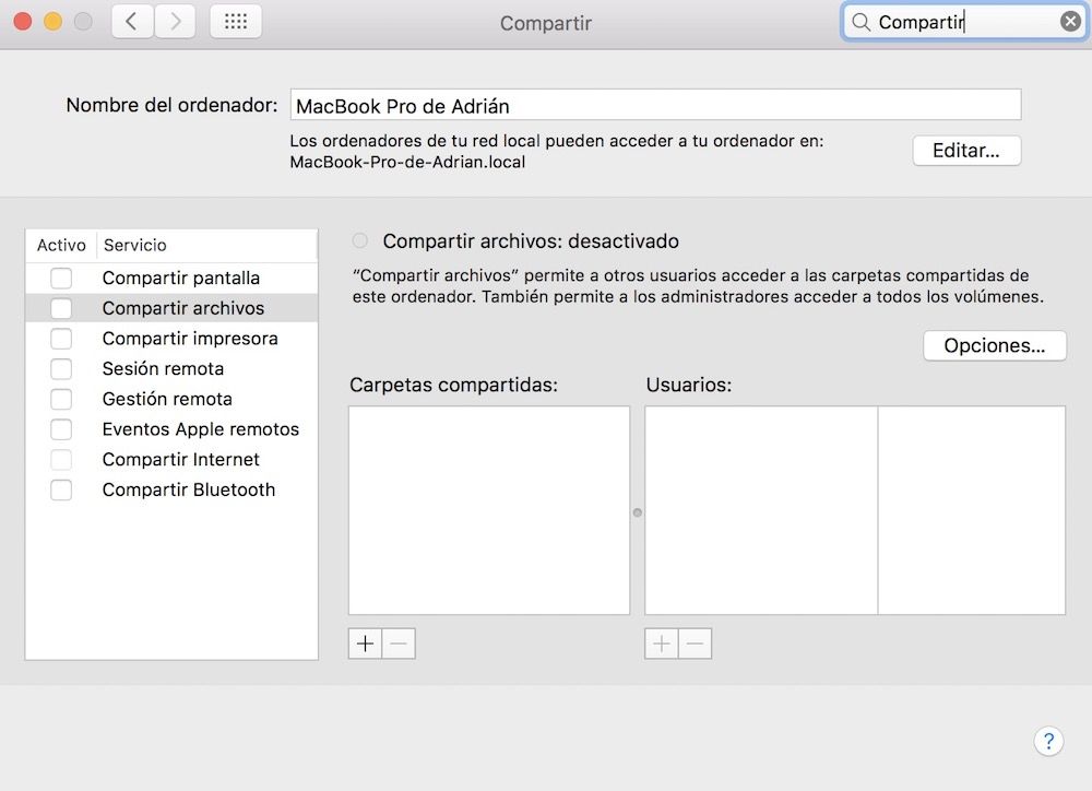 compartir macos