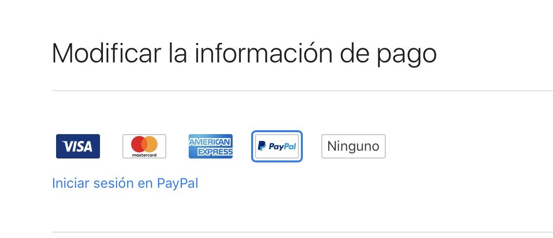 paypal forma de pago itunes