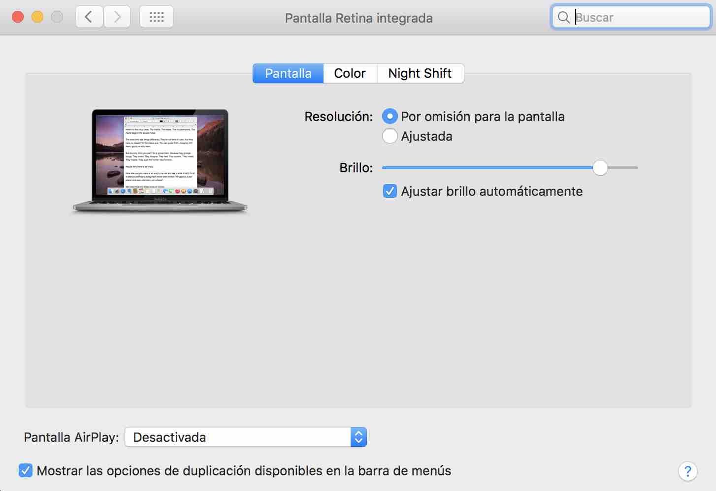 ajustes pantalla mac