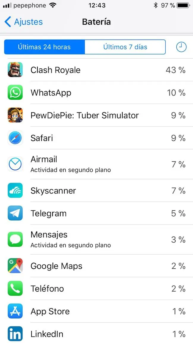 ver consumo bateria apps iphone