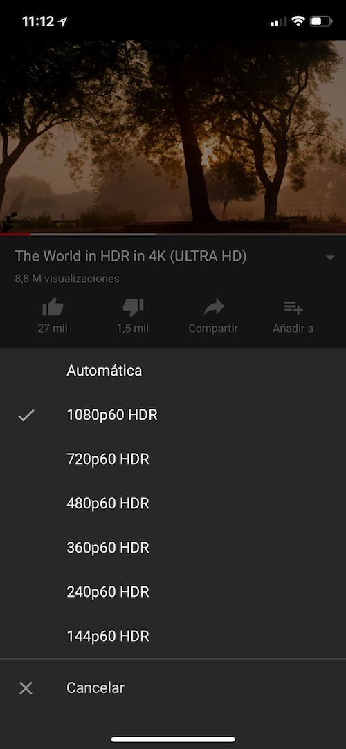 ver video hdr youtube iphone