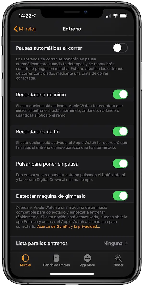 Activar pausa al correr apple watch