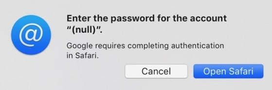 google requires completing authentication in safari