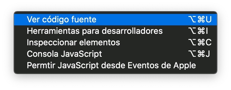 Cómo ver el código fuente de una web en Chrome para Mac