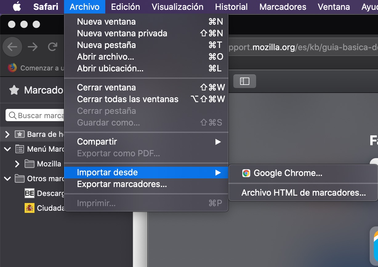 Cómo migrar los marcadores de Firefox a Safari